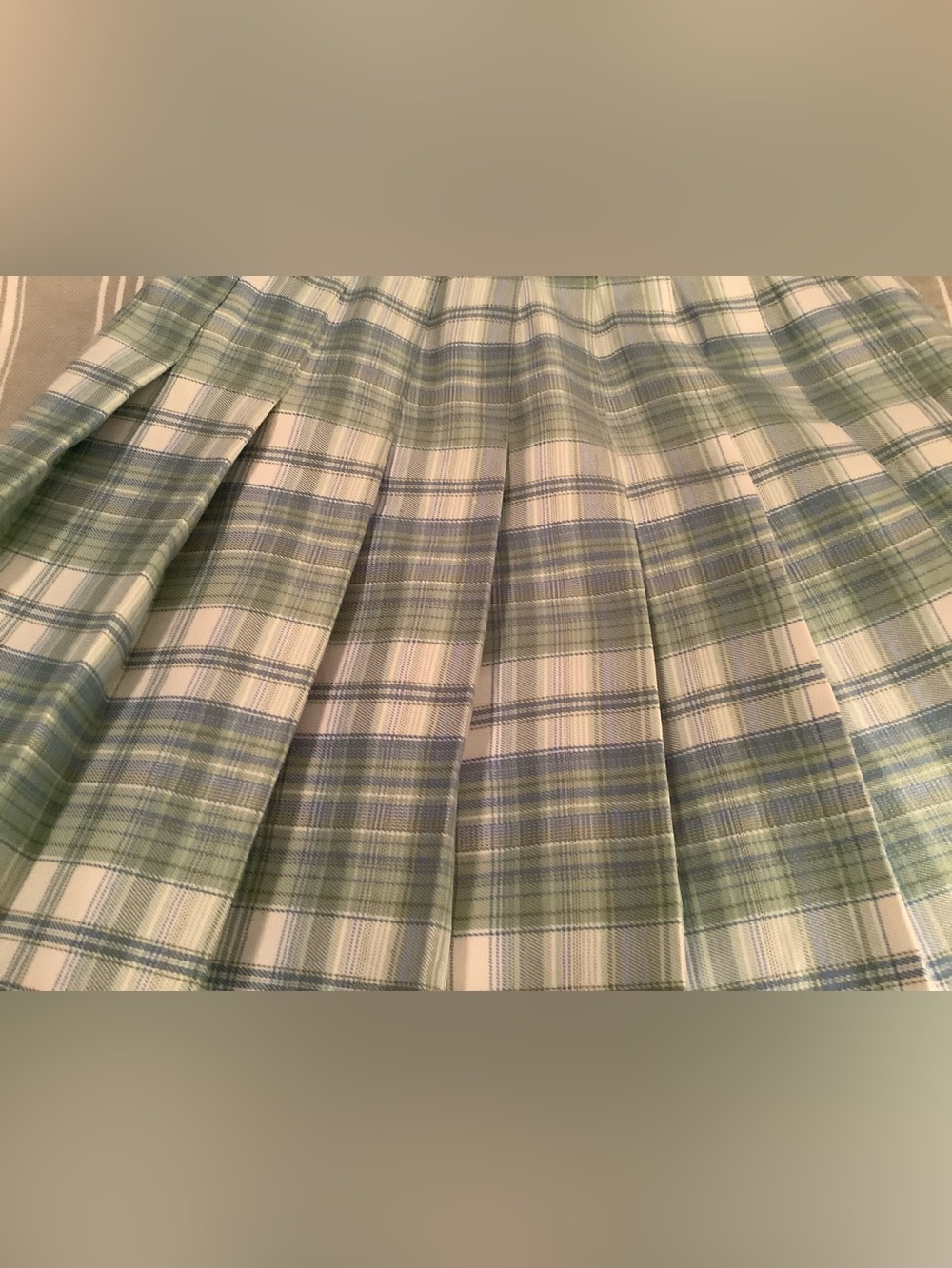Y2K Pleated Plaid Mini Skirt Sage Blue Schoolgirl Preppy Academia Feminine